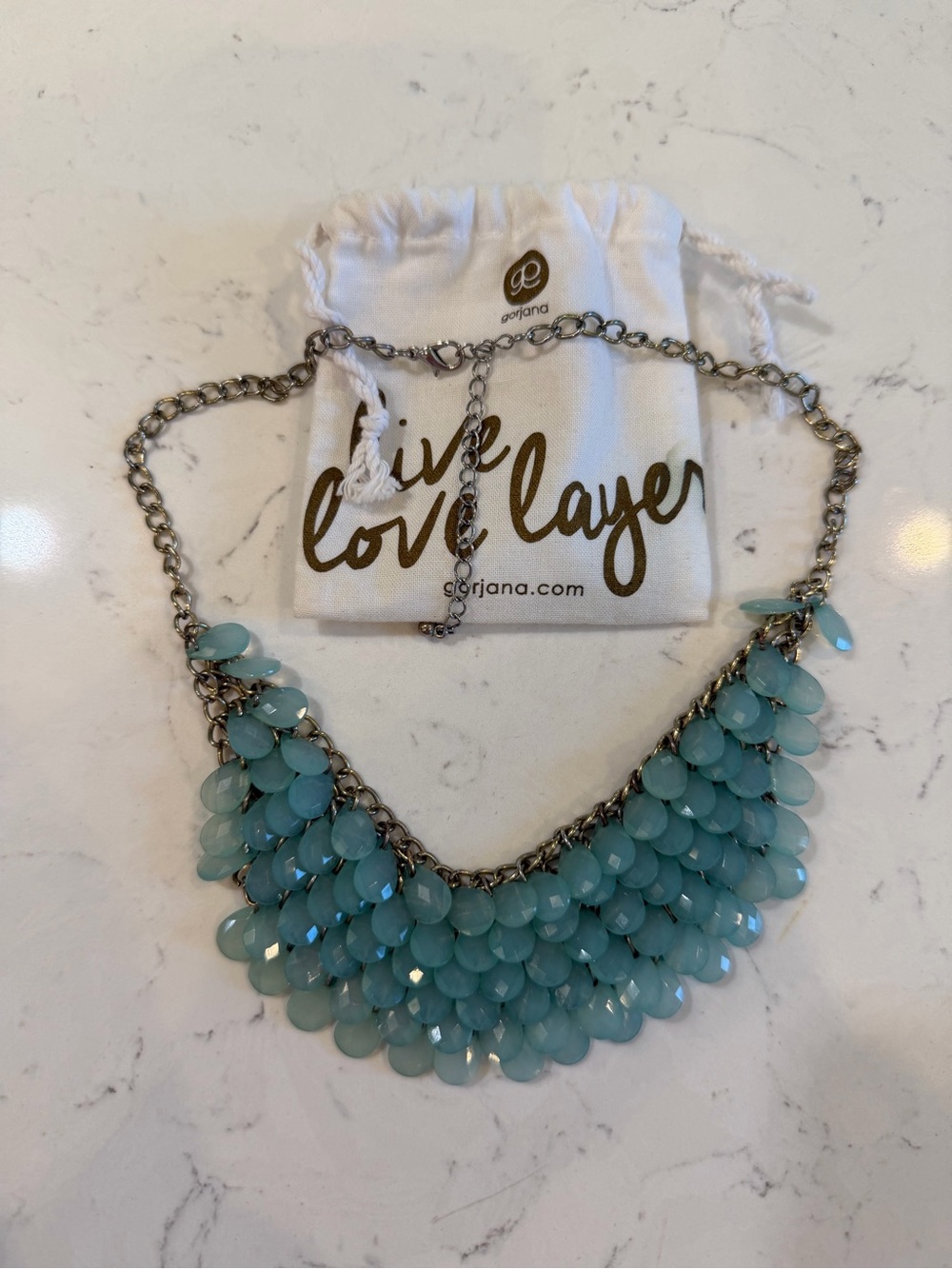 Gorjana Aqua Blue Teardrop Statement Necklace